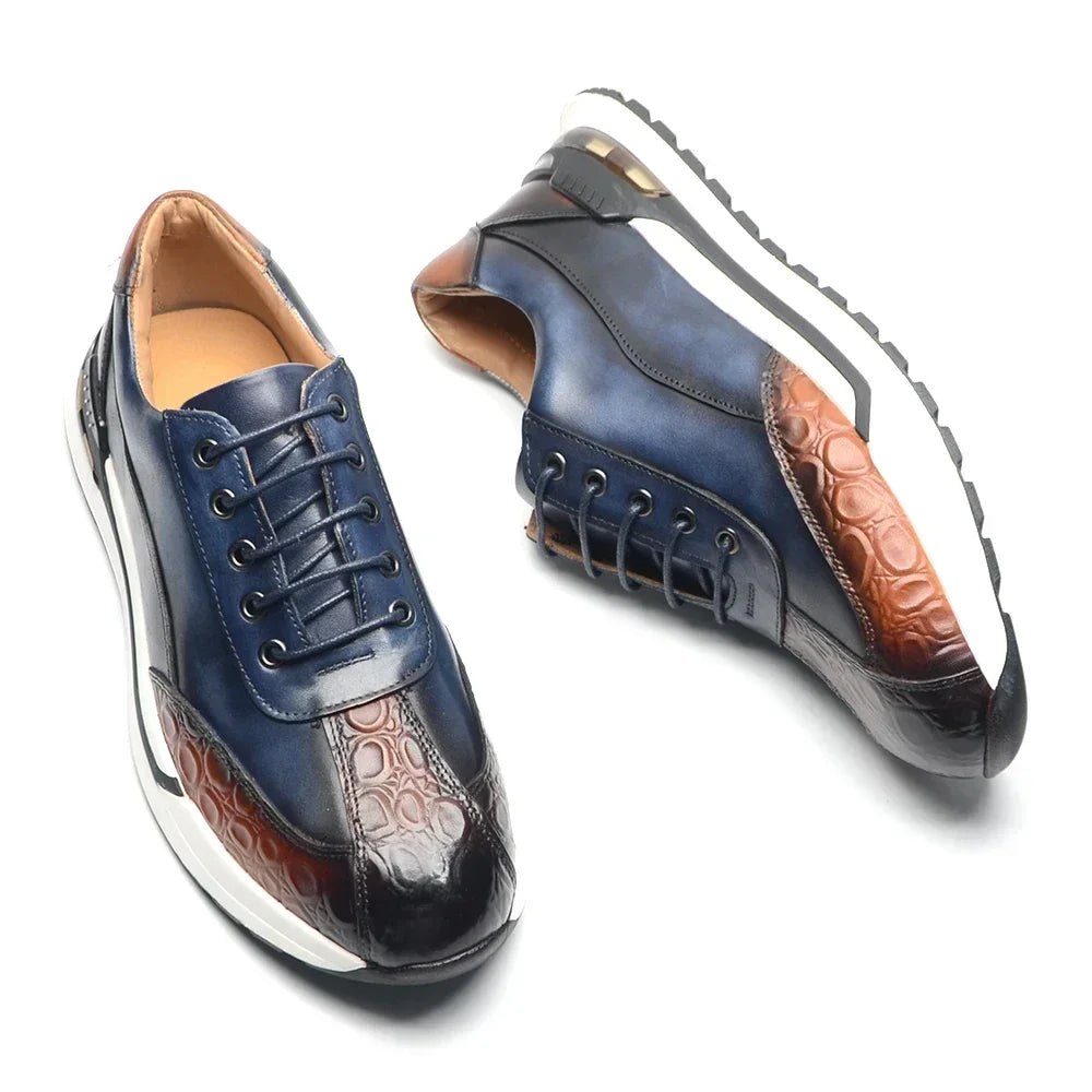 Double Color Crocodile Print Men's Shoes