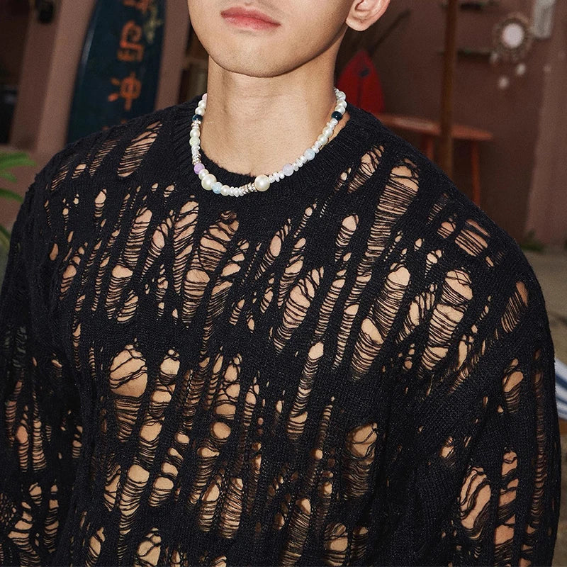 Hollow Out Mesh See Through T-Shirt