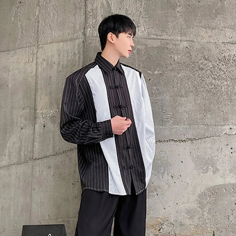 Striped Patchwork Long Sleeve Shirt