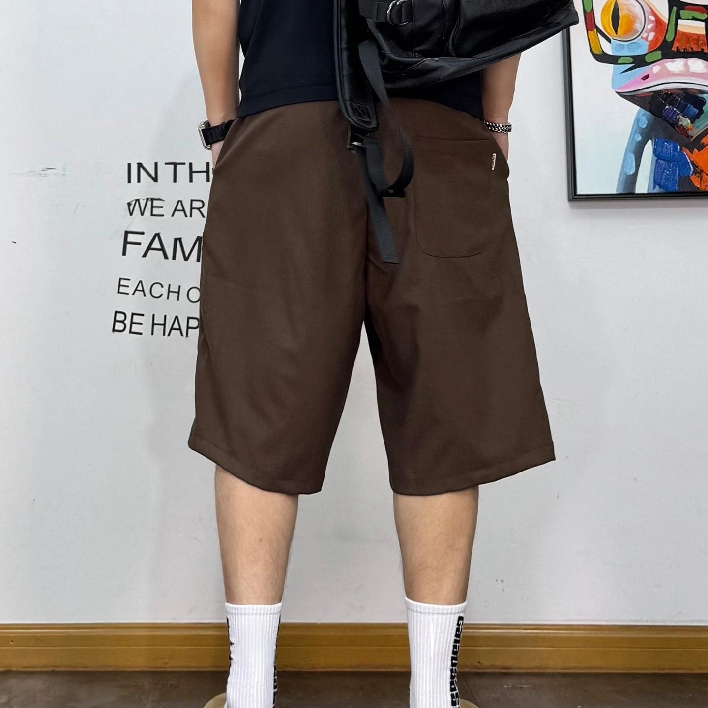 Mid-Length Loose Fit Drawstring Shorts