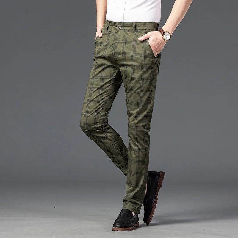 Casual Fashion Plaid Slim Pants