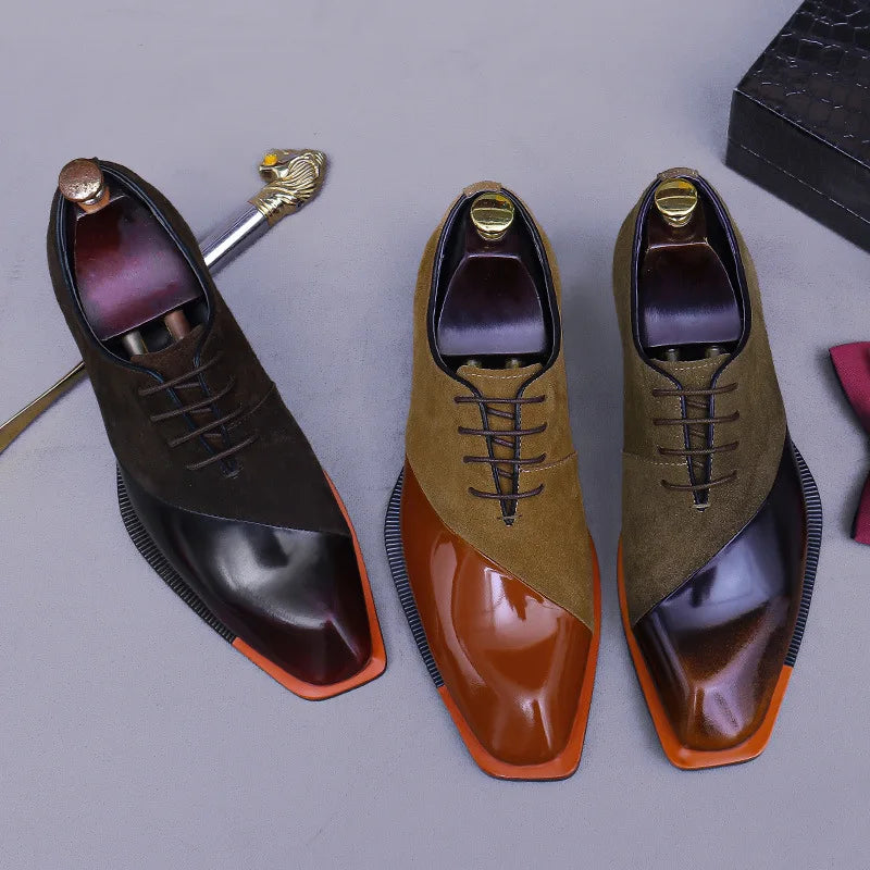 Suede Genuine Leather Sewing Oxfords Shoes