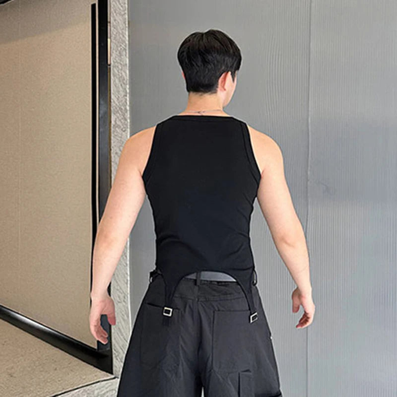 Irregular Hem Metal Buckle Tank Top