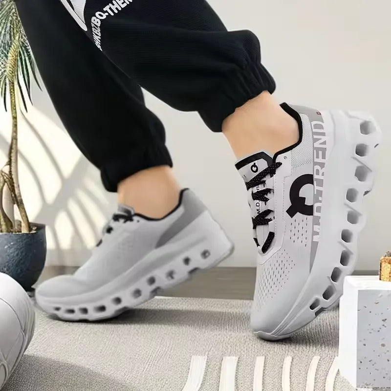 Hollow Rubber Sole Mesh Running Sneakers