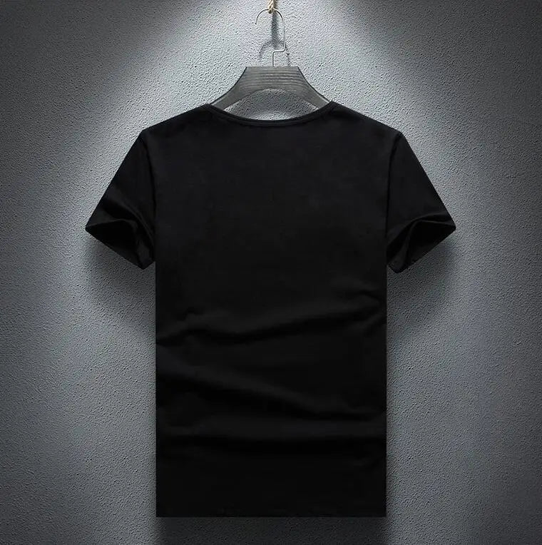 Skull Rhinestone Color O-Neck T-Shirt