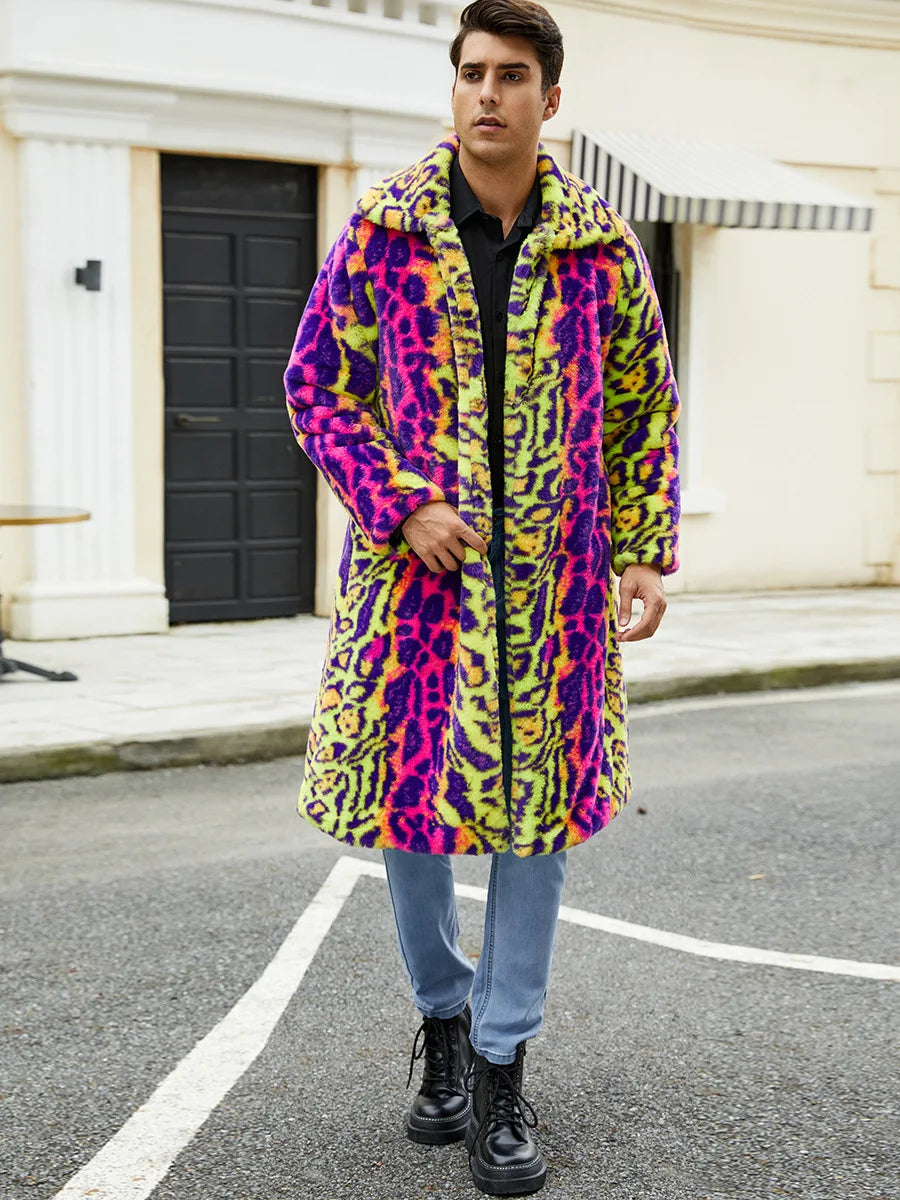 Vibrant Leopard Luxe Fur Coat