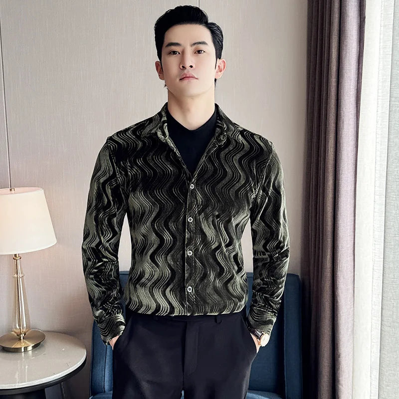 Dual-Layer Velvet Elegance Shirt