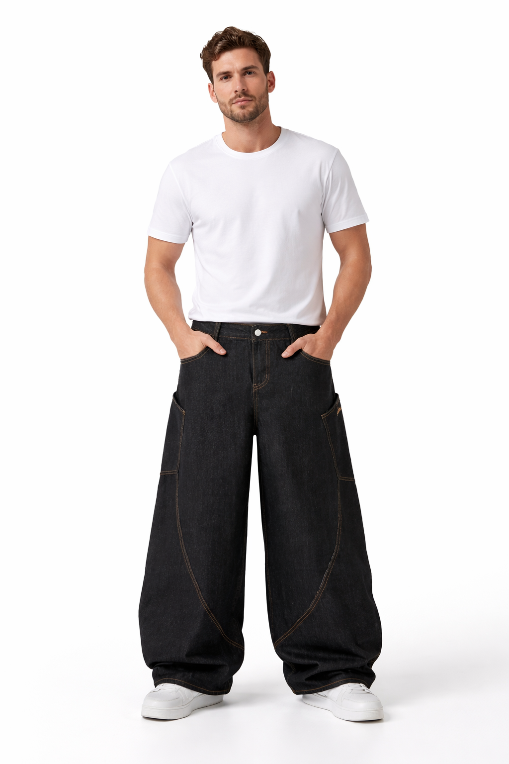 Side Pocket Wide Leg Baggy Jeans