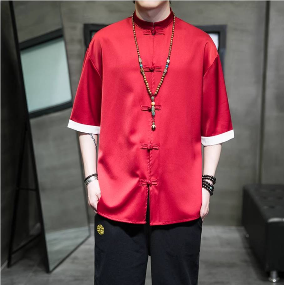 Retro Chinese Solid Men's Shirt