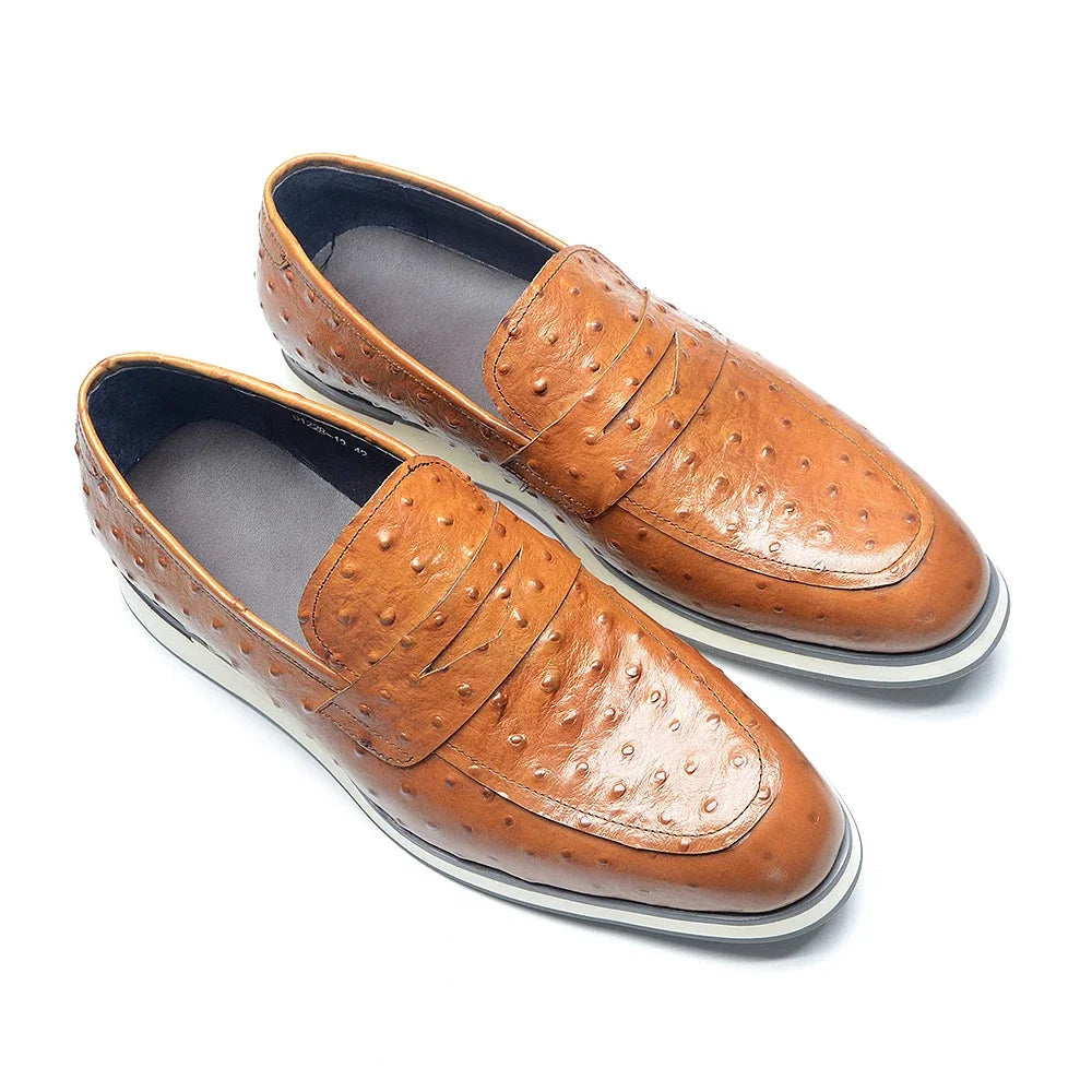 Ostrich Pattern Leather Dress Shoes