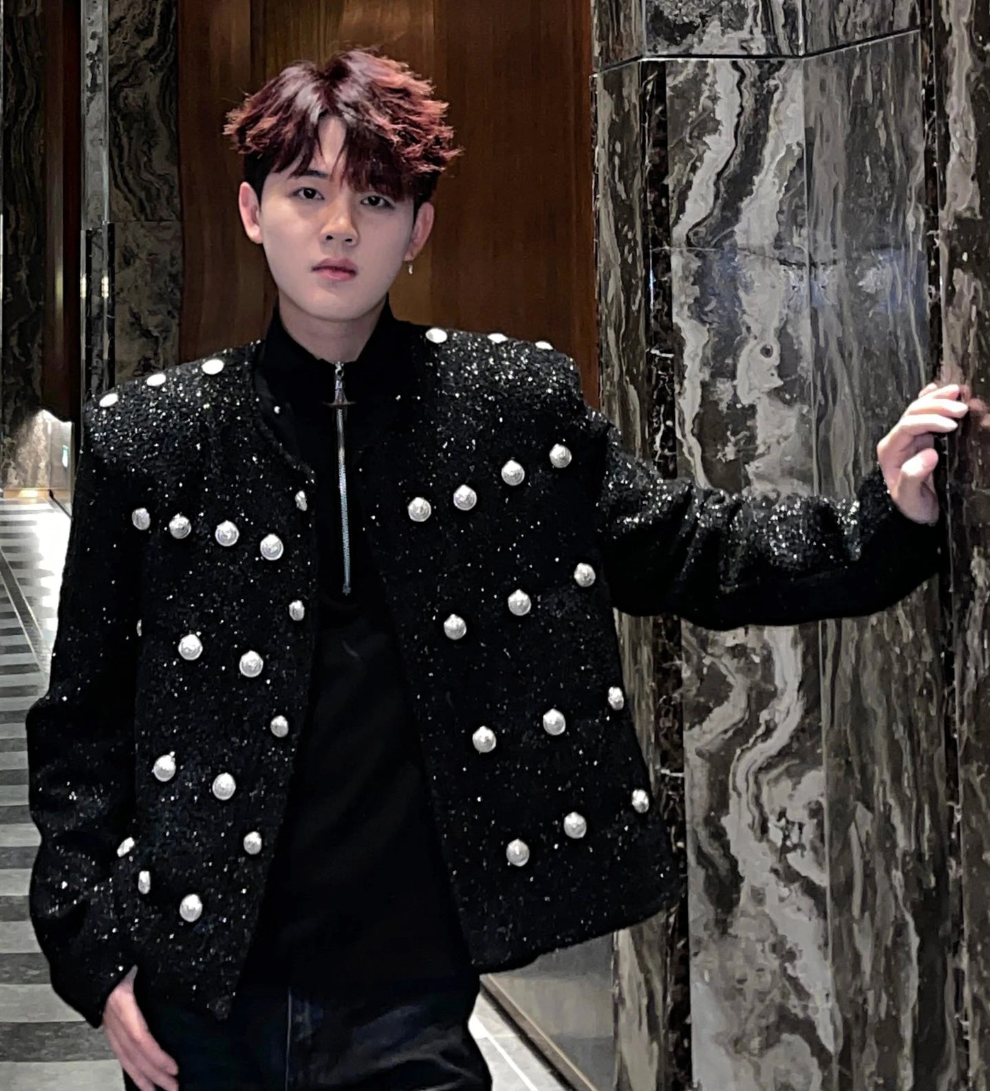 Small Sequins Multi-Button Design Jacket