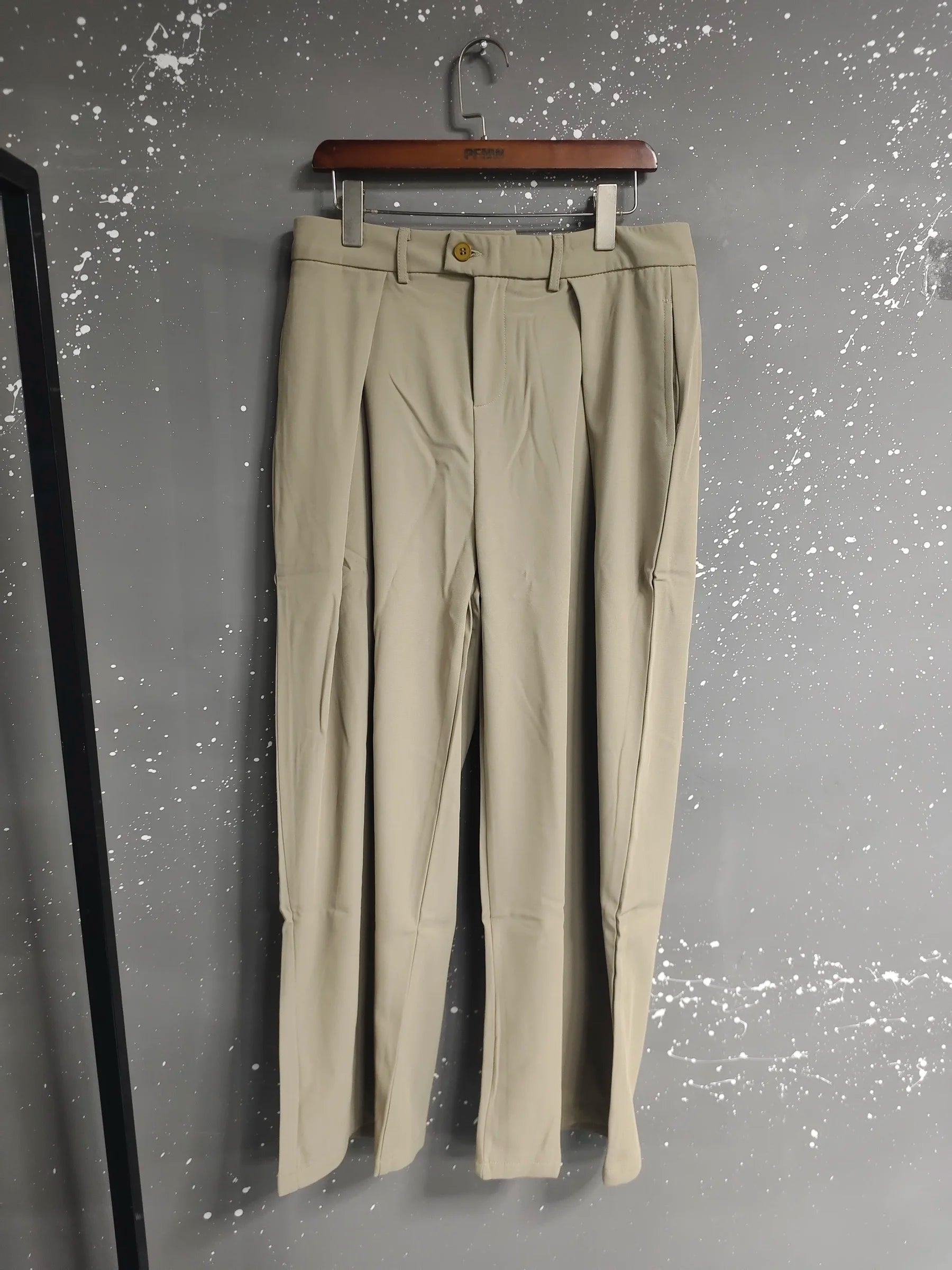 Solid Pleated Wide-Leg Loose Trousers