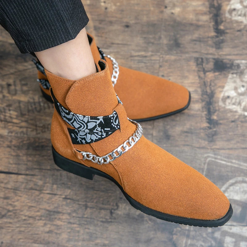 Bottines Flock Chain Buckle Strap