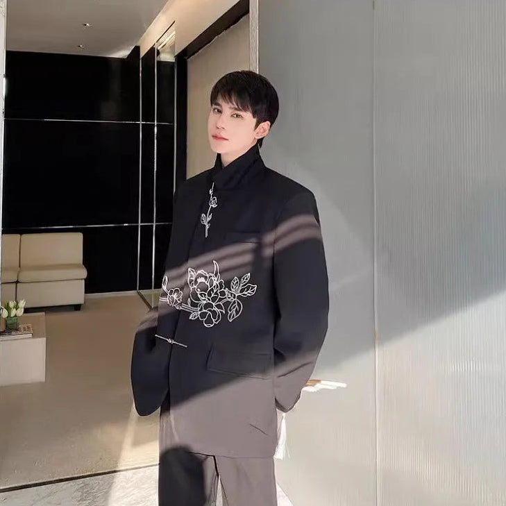 Chinese Style Flower Embroidery Blazer