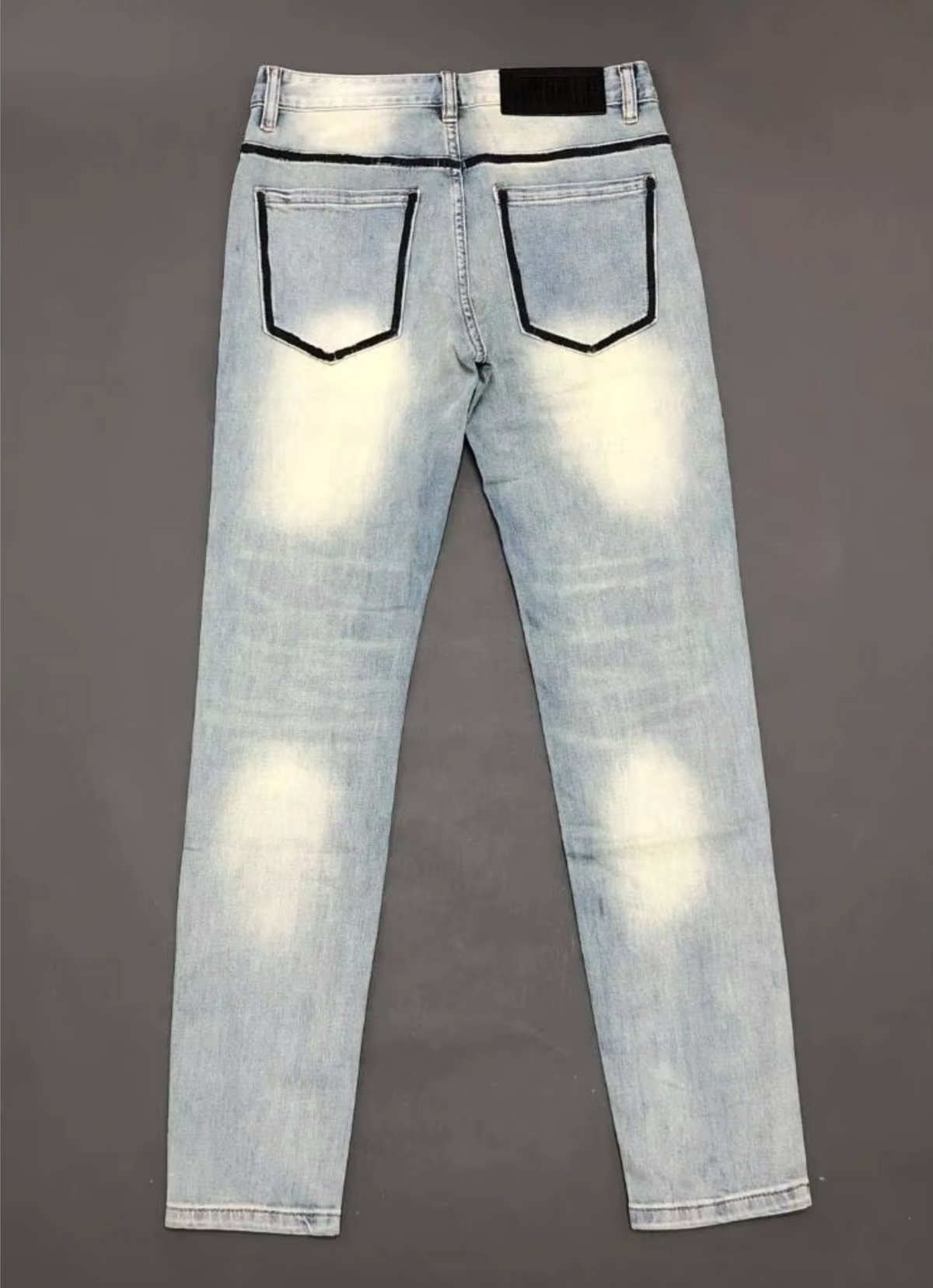 Casual Light Blue Side Line Straight Jeans