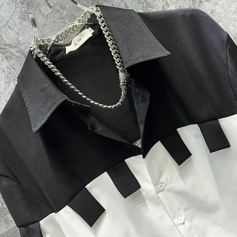 Color Contrast Splicing Design Shirt
