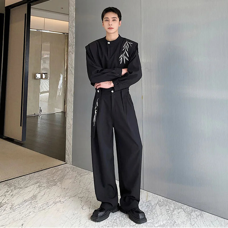 Autumn Trend Embroidered Polyester Pants Set