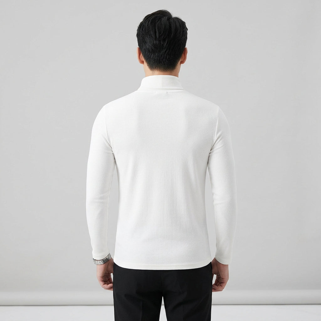 Half Zipper Mock Neck Solid T-Shirt