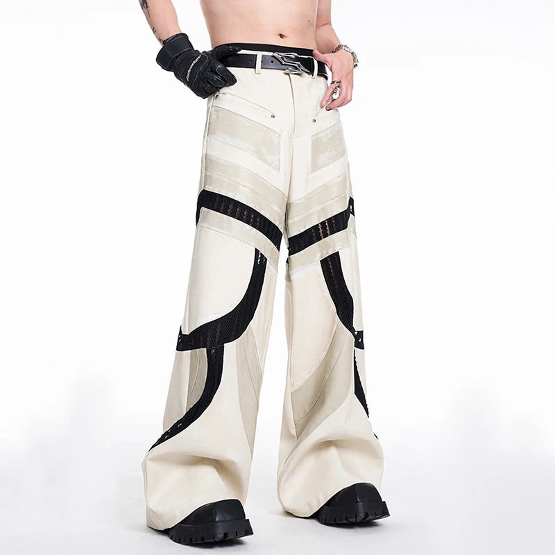 Spliced Hollow Mesh Leather Men's Suit