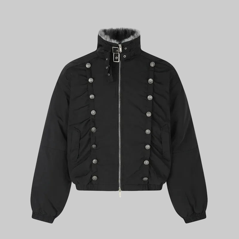 Retro Stand Collar Multi Button Jacket