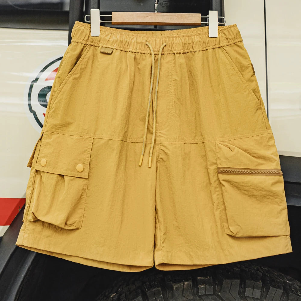 Casual Solid Yellow Nylon Shorts