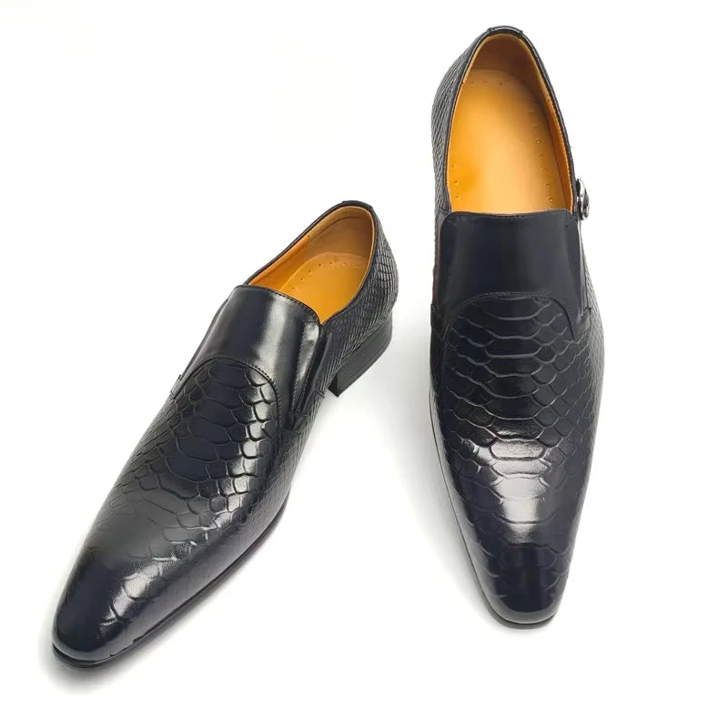 Fashions Slip-On Buckle Leather Shoes