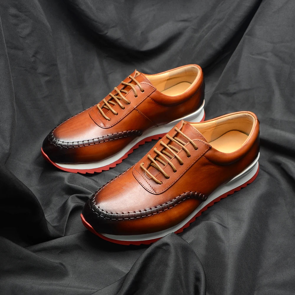 Handmade Casual Oxford Genuine Leather Sneakers
