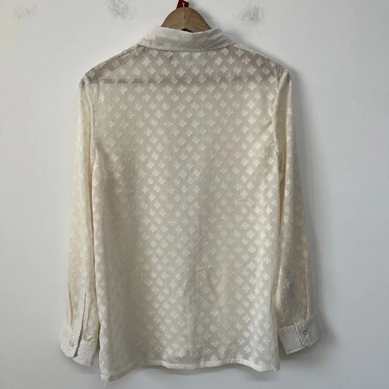 Semi-Transparent Jacquard Chiffon Shirt