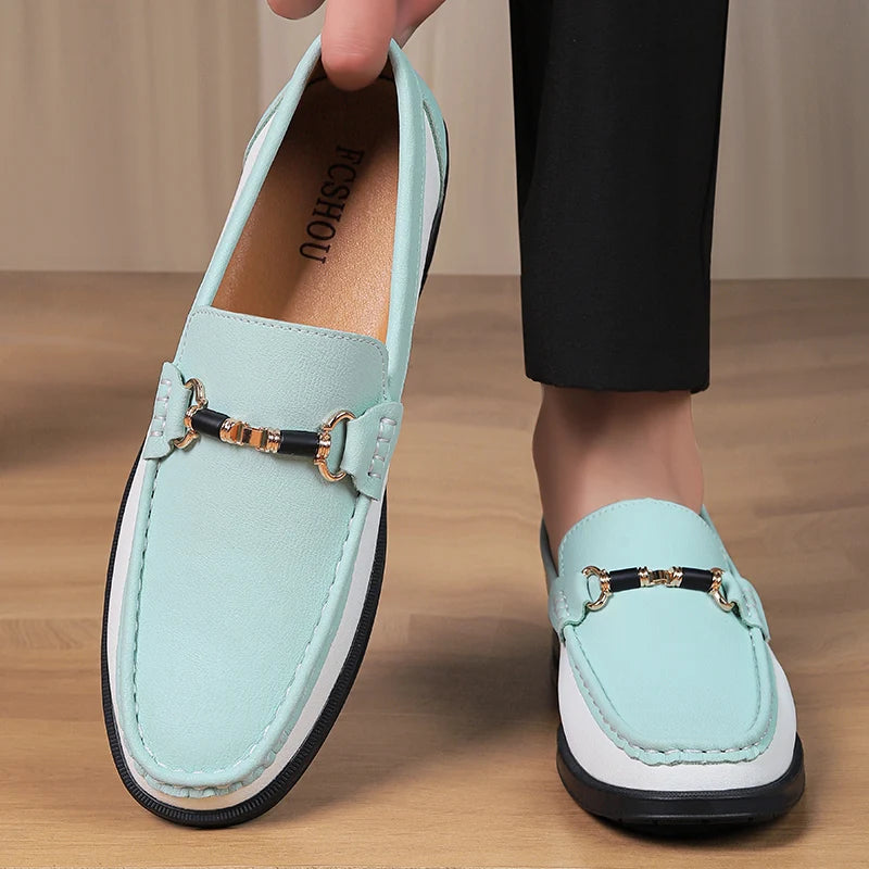 Metal Appliqués Split Leather Loafers