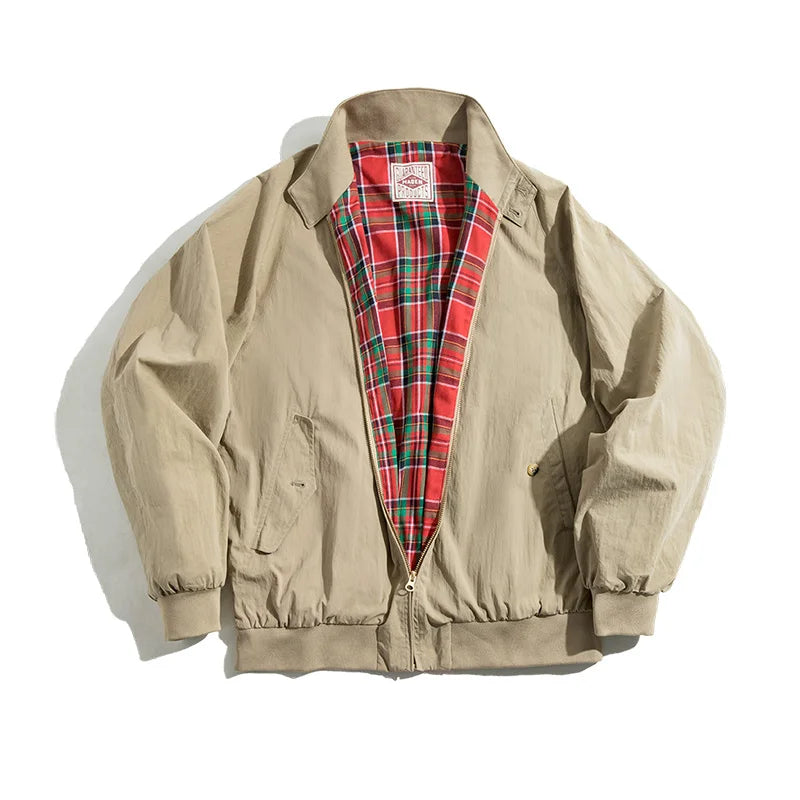 Vintage Khaki Casual Bomber Jacket