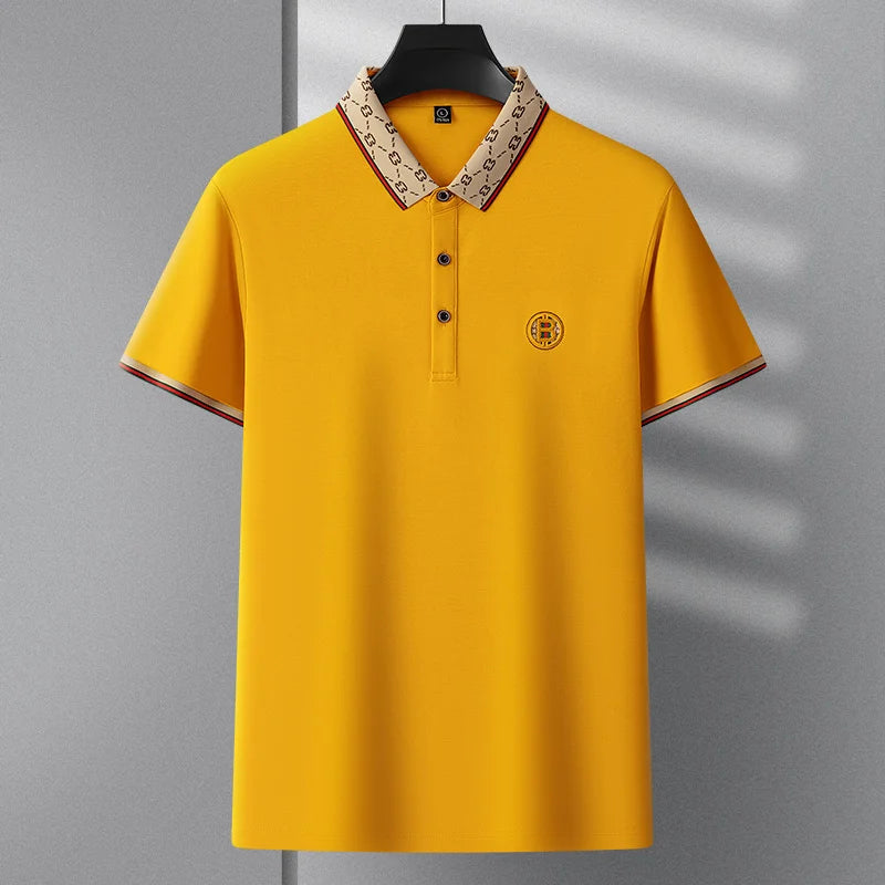 Collar Patterned Embroidery Polo Shirt