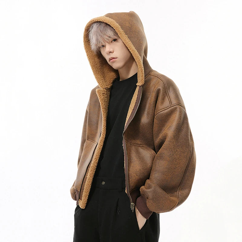 Fleece Inside Design Hooded Jacket