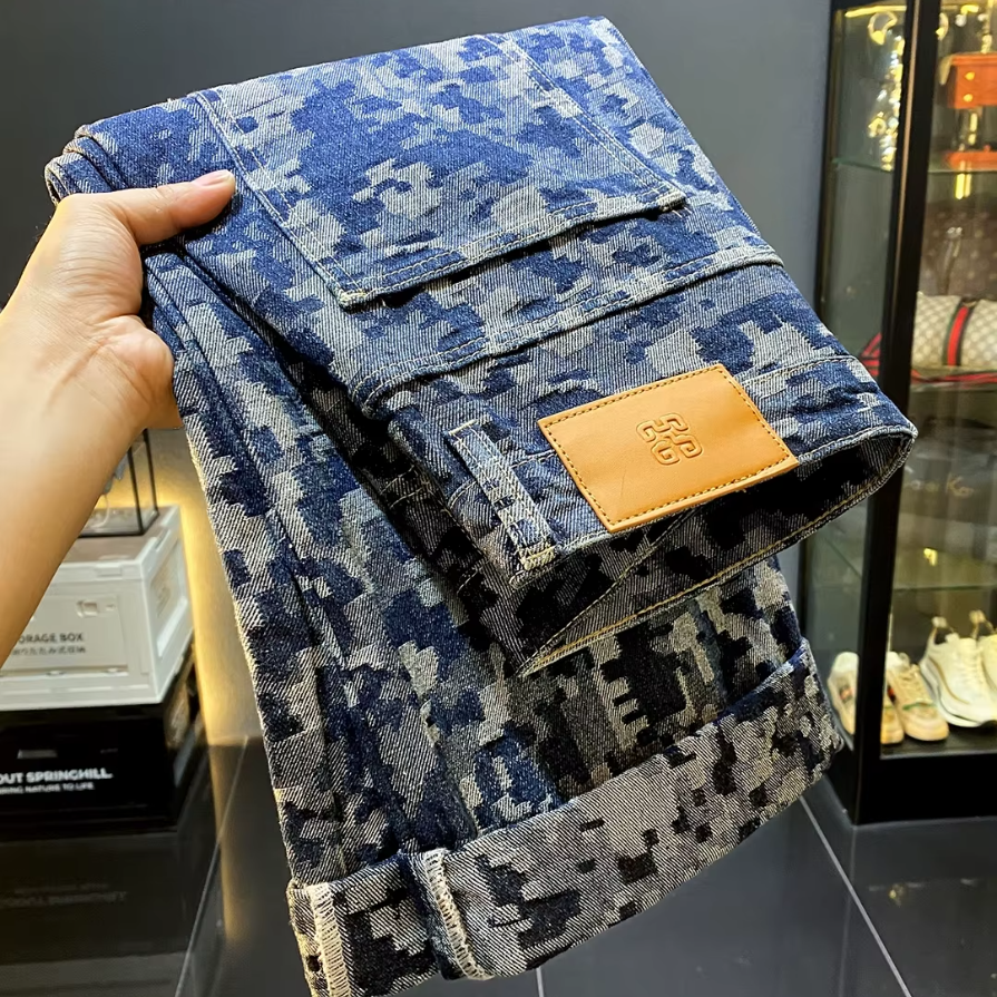 Retro Printed Straight Fit Jeans