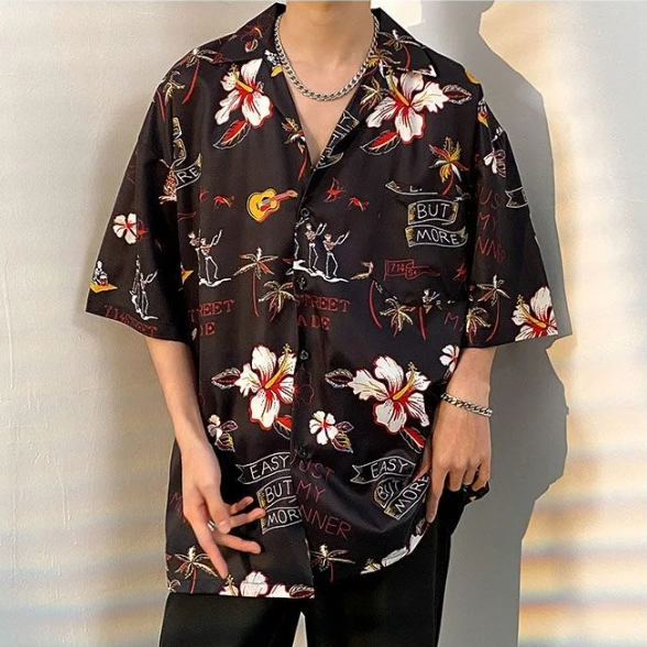 Hawaiian Style Printed Loose Shirt