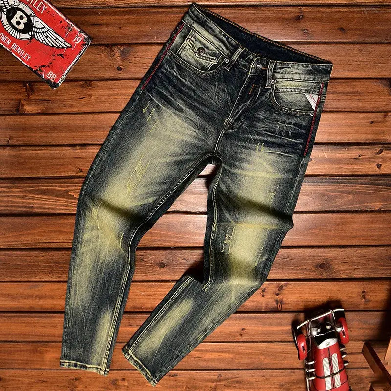 Washed-Out Vintage Slim-Fit Jeans