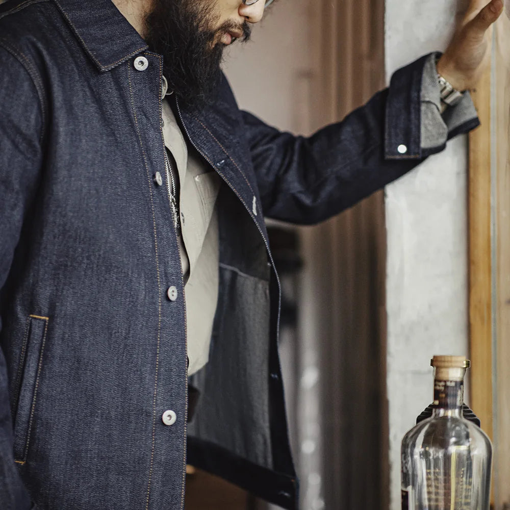 Retro Printed Inside Men Denim Jacket