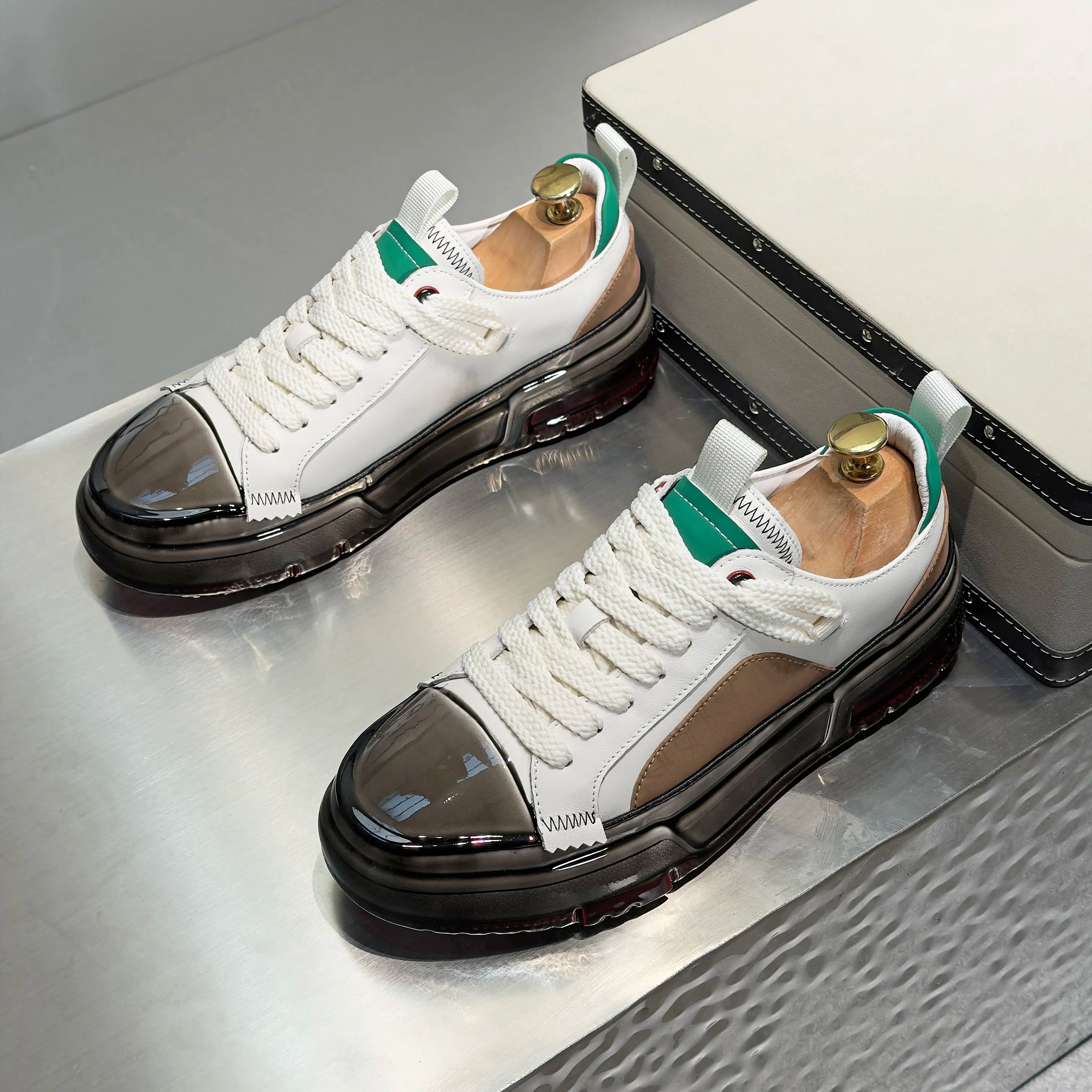 Elevated Streetwear Leather Sneakers