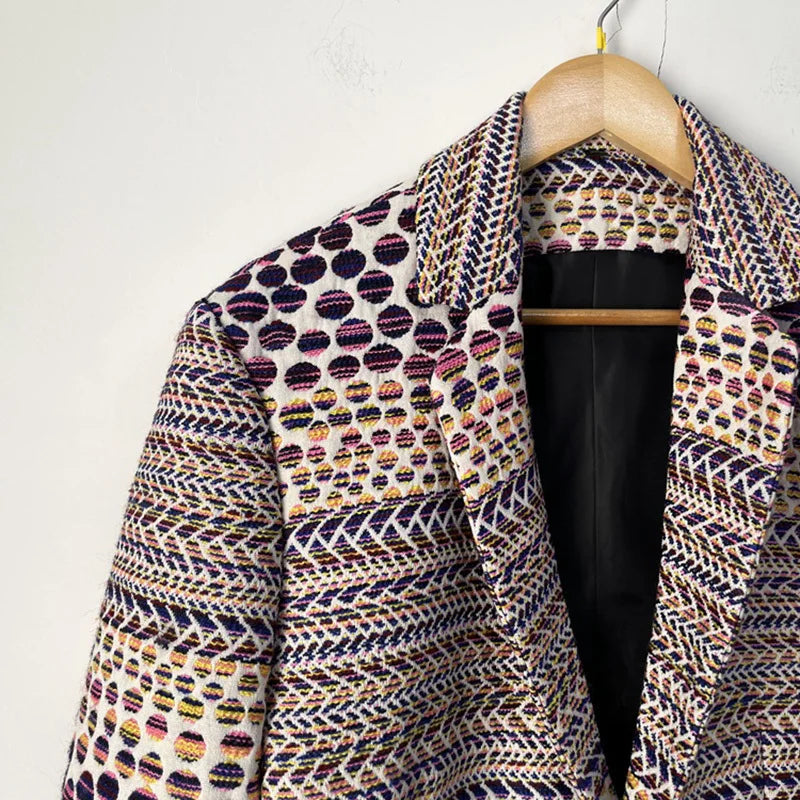 Geometric Abstract Single Breasted Blazer