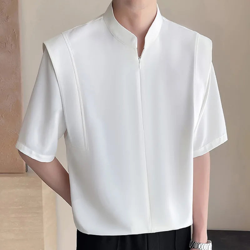 Casual Solid Half Zipper Breathable Shirt