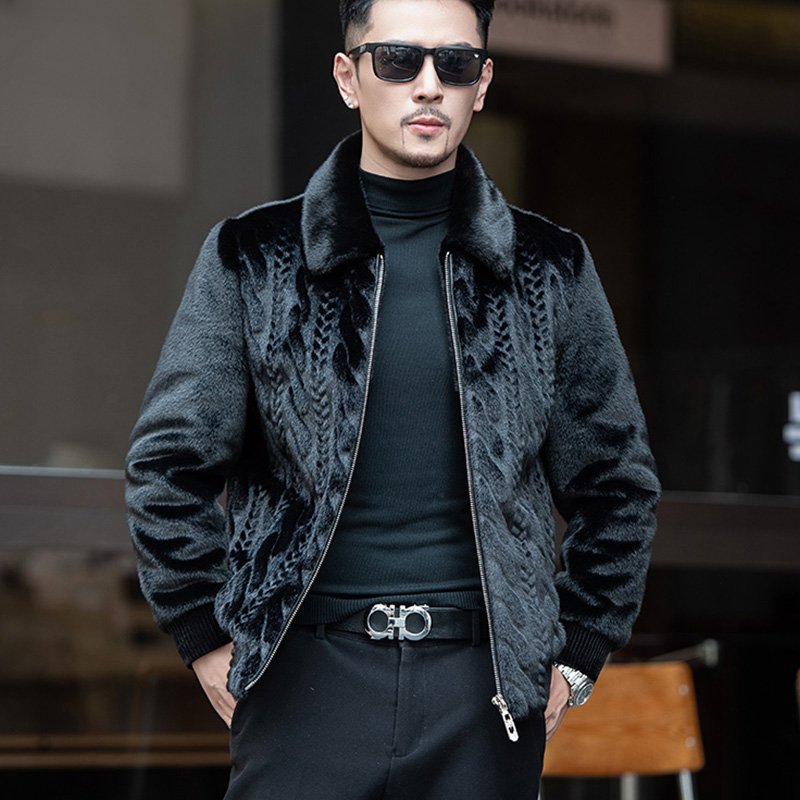 Ornamentation Thick Fur Zipper Jacket