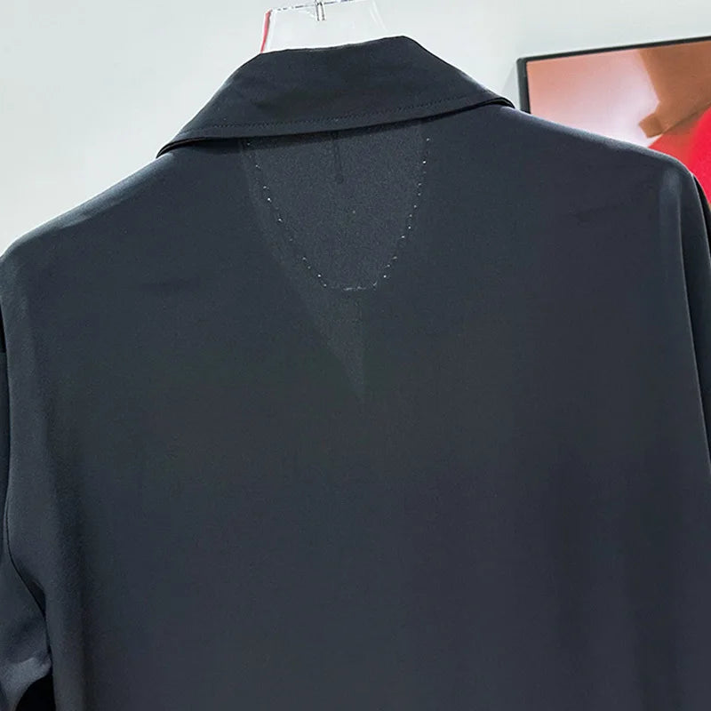 Long Sleeve Black Button Decor Shirt