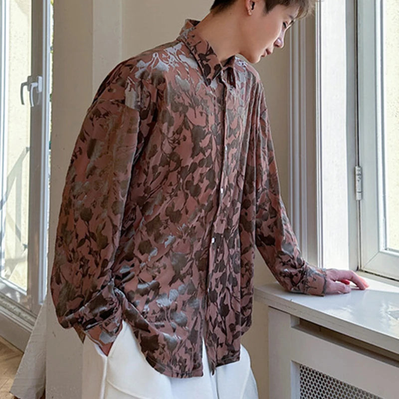 Floral Printed Turn-down Collar Shirt