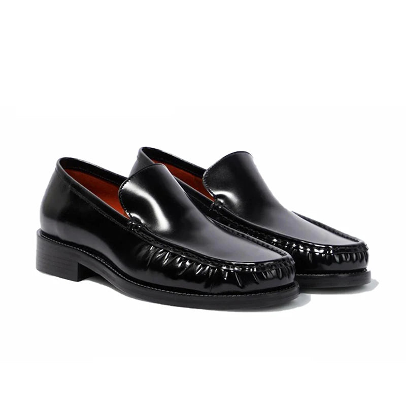 Pleated Design Casual Black Loafers