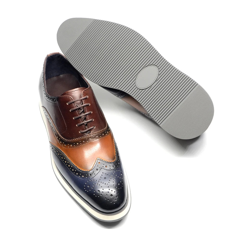 Fashion Color Block Men's Leather Shoes