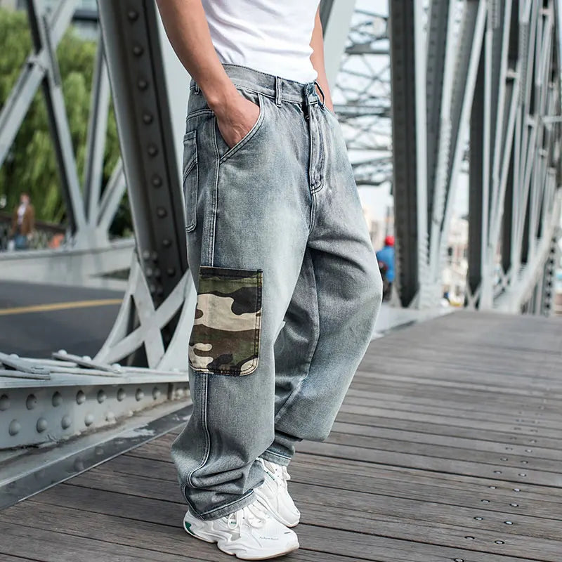 Patchwork Camouflage Baggy Jeans