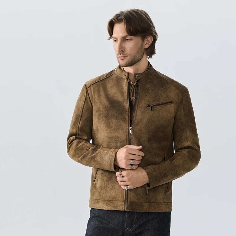 American Retro Leather Solid Jacket