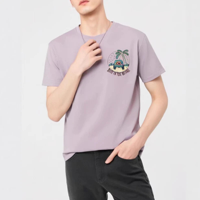 Purple Color Printing Summer T-Shirt