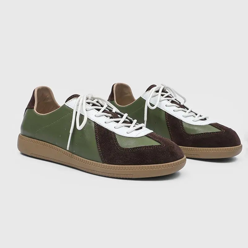 Suede Leather Overlay Flat Sneakers