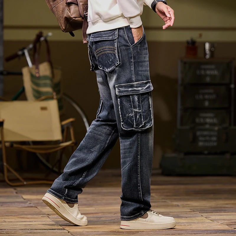 Multi Pockets Straight Cut Jeans