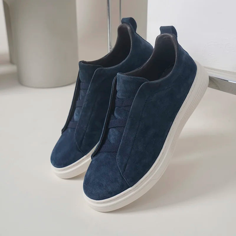Cross-Tie Slip-On Suede Sneakers